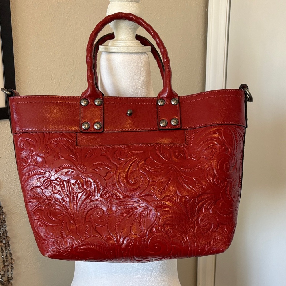 FALL COLORS SALE Patricia Nash Analia Red Embossed Leather Tote Bag